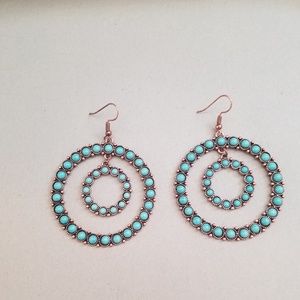Turquoise Beaded Coppertone Earrings